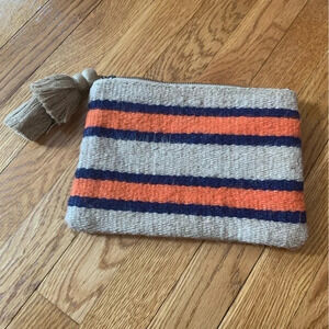 J. Jill Jute Striped Orange and Blue Clutch Coastal Grandmillenial